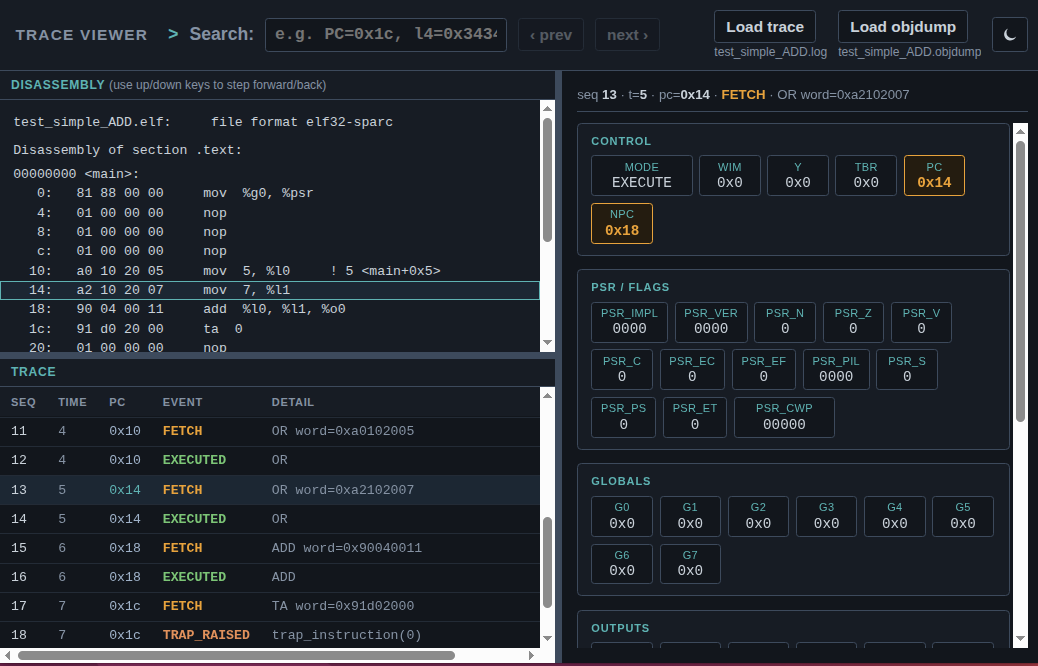 Screenshot of the trace viewer